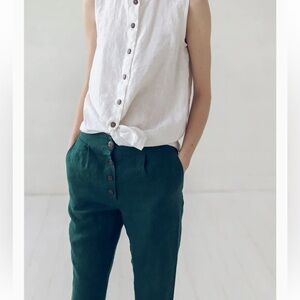 PerSeption Concept Sleeveless Classic Shirt Size M White tie in front